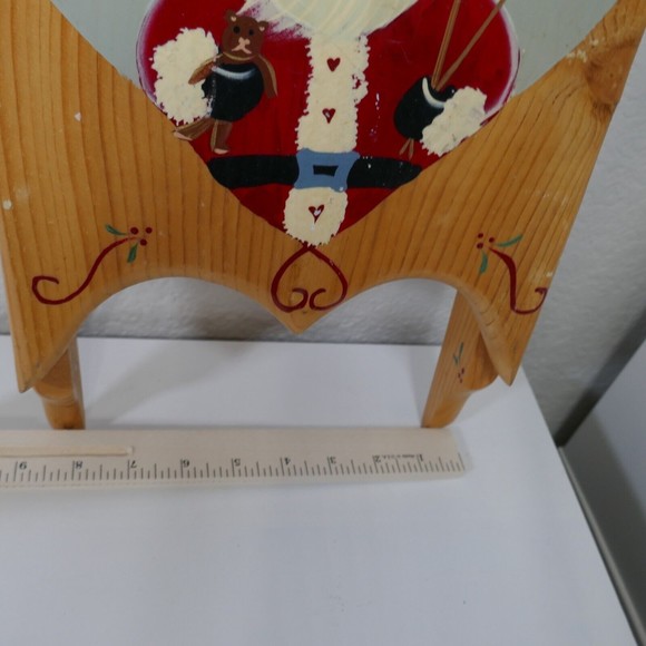 Santa Hand Painted Wooden Sled 18" Season Greetings Signed 1995 Mexico Vintage - Picture 14 of 15